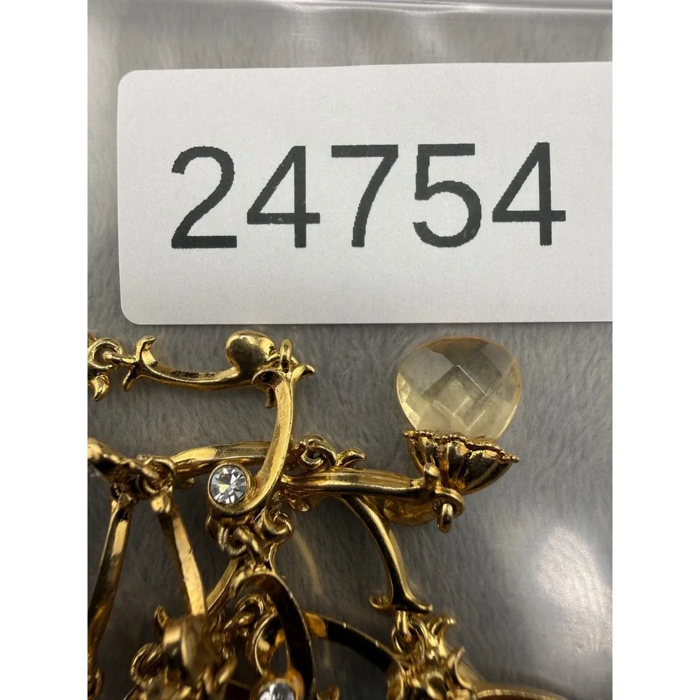 Avon Necklace Gold Tone Rhinestone Y-Drop Adjustable 17